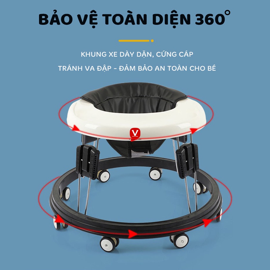 Xe tròn tập đi, xe tập đi cho bé điều chỉnh độ cao V-Baby 616 & V-Baby 618