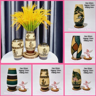 Lọ hoa gốm men khô Bát tràng cao 20cm ( 12 màu men)