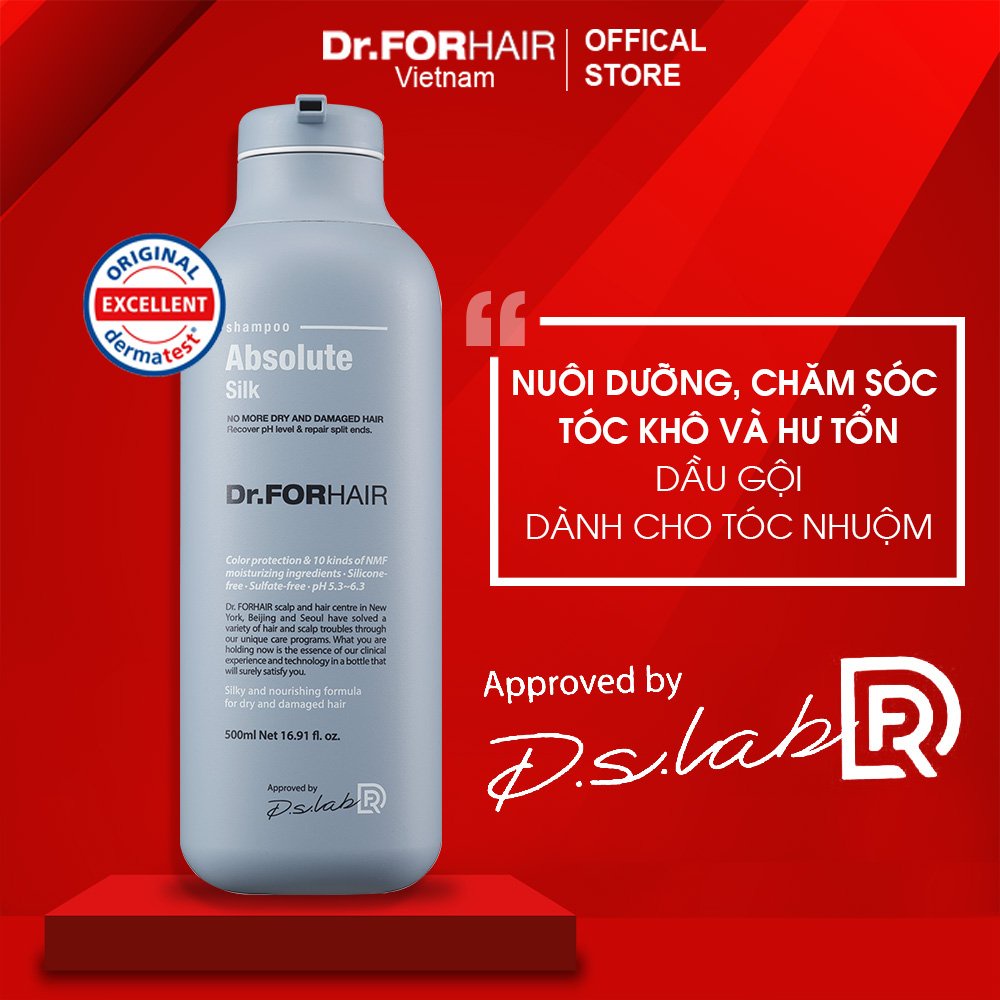 Dầu gội nuôi dưỡng và chăm sóc tóc khô và hư tổn Dr.FORHAIR Absolute Silk Shampoo 500ml dành cho TÓC NHUỘM