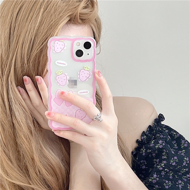 Ốp lưng iphone Ốp Điện Thoại Họa Tiết Gợn Sóng Lớn Và Nơ Cho Iphone 13Promax 11 / 12 14pro / xr / 6Plus-14 Dinuo case