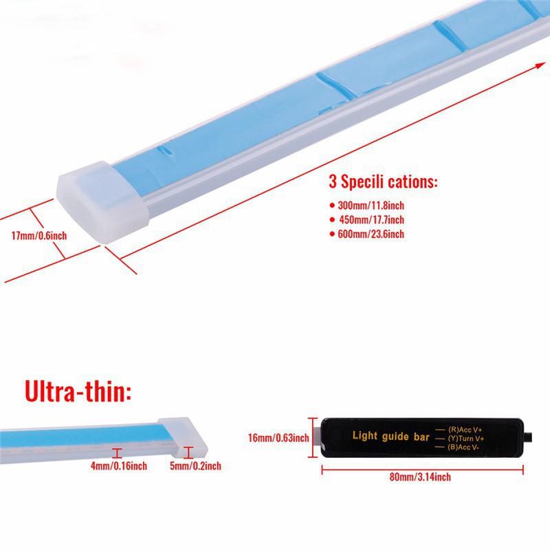 Set 2 đèn LED dây siêu mỏng 30cm 45cm 60cm tín hiệu kép cho xe ô tô chất lượng cao