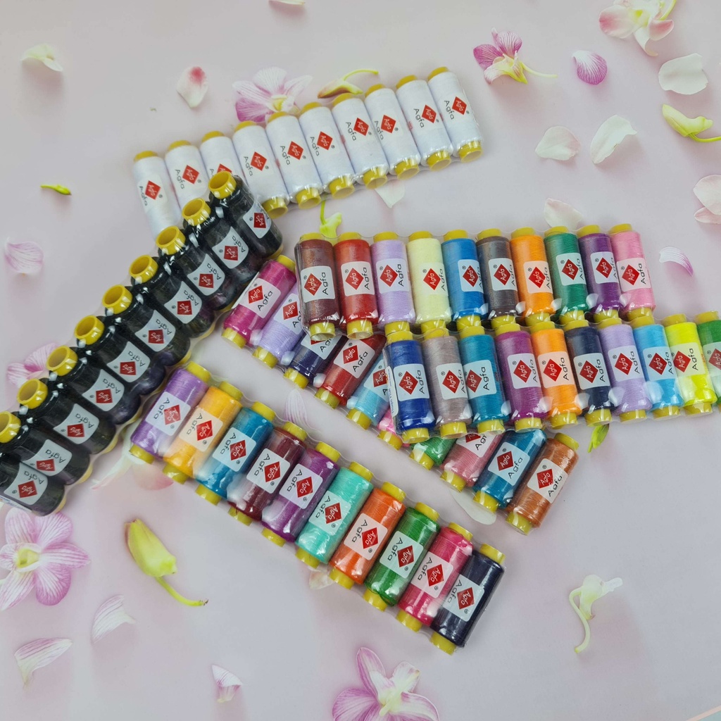 10 cuộn chỉ AGFA Thuận Phát 2000-2500m/ vỉ đủ màu - trắng - đen