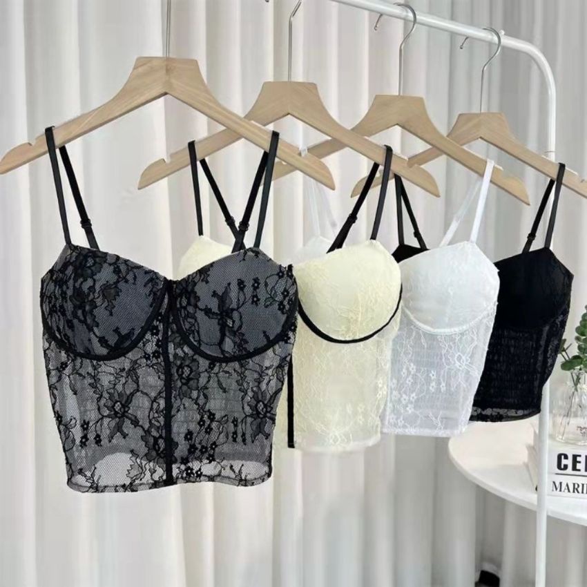 Áo bra nữ ren 2 dây sexy, áo ngực đệm mút mỏng phong cách croptop đẹp và dễ thương - B1874