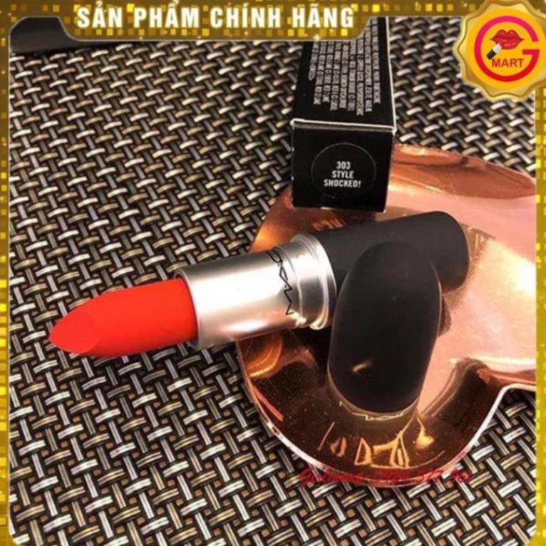 Son MAC Powder Kiss Màu 303 Style Shocked – Đỏ Cam