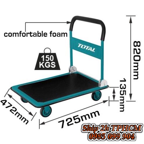 Xe Đẩy Hàng 150kg 4 Bánh chuẩn GS TOTAL THTHP11502 Gấp Gọn - Xe Đẩy Hàng Tay Cầm - Kéo Hàng Gấp Gọn