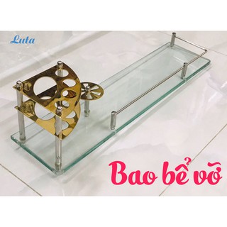 [BAO BỂ VỠ] Kệ kính Luta KK04, kính dày 10 ly, trụ Inox 304 mạ đồng sang trọng, dày đẹp, sáng bóng