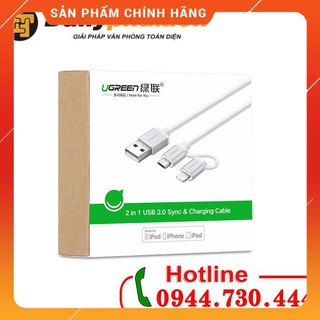 CÁP SẠC 2 TRONG 1 USB 2.0 SANG MICRO USB VÀ LIGHTNING UGREEN 20748