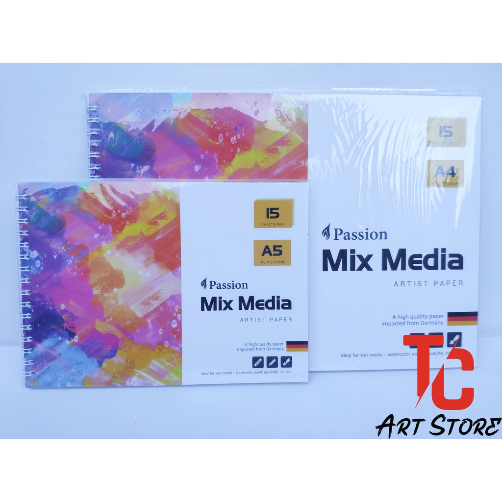 Sổ vẽ PASSION MIX MEDIA A4/ A5 Định Lượng 300 gsm 15 Tờ