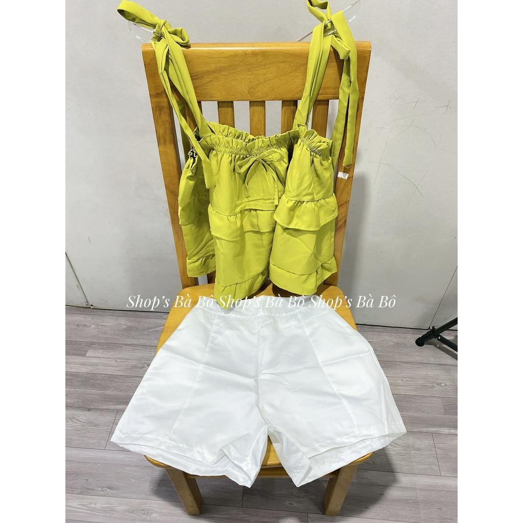 Set hai dây cột mặc kèm quần short cho nữ mặc đi chơi rất bánh bèo, dễ thương, form đẹp