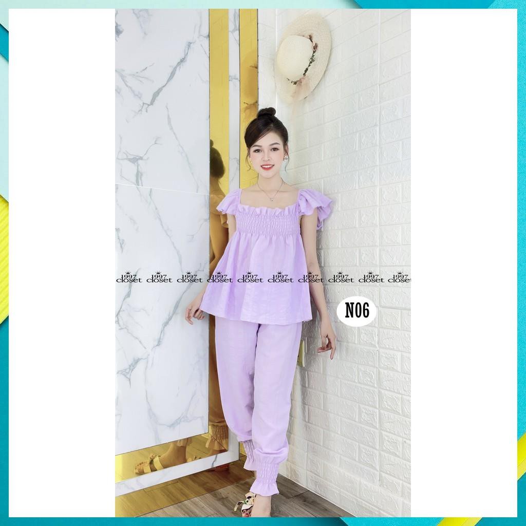 Set lụa xốp mặc nhà với thiết kế tay cánh tiên siêu xinh N06 - 1997Closet đồ bận đi ngủ