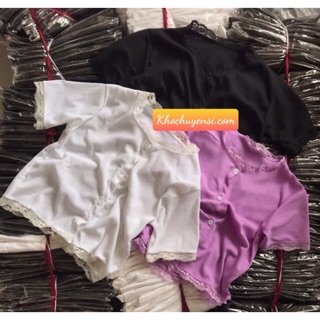 🆙áo croptop gân nút phối ren