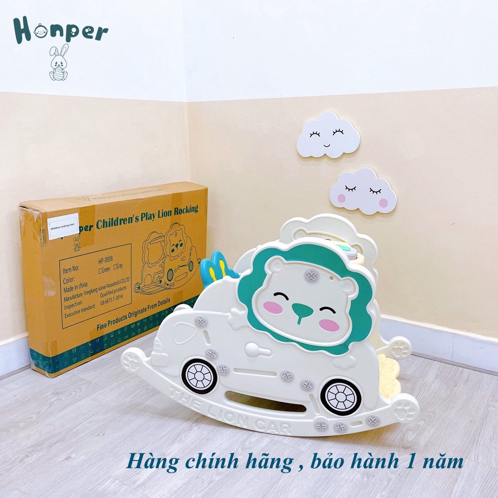 Ghế bập bênh cho bé Honper hình sư tử, bấp bênh hình thú có bàn nhạc cho trẻ - Monnie Kids