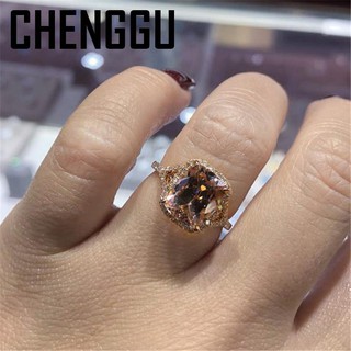 Nhẫn Mạ Vàng Hồng 100% Thật 10k 1.5 Carat Topaz Sang Trọng Cho Nữ