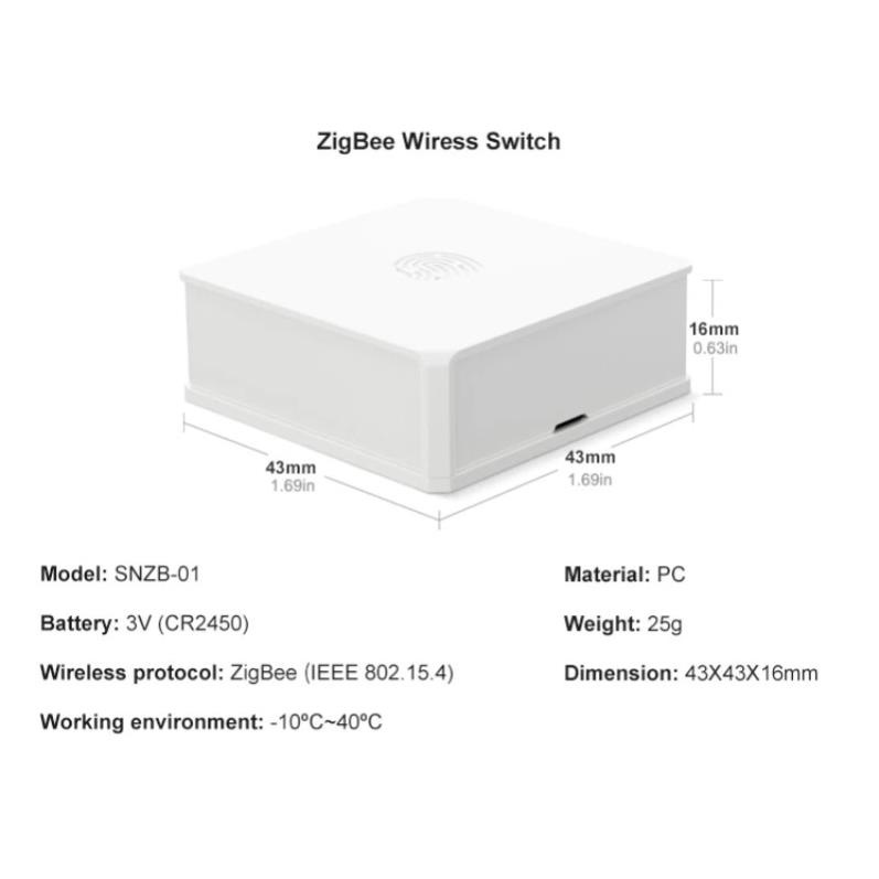 -  Nút Công tắc Zigbee Sonoff Snzb-01, Công tắc hoạt cảnh 3 trạng thái kết nối zigbee