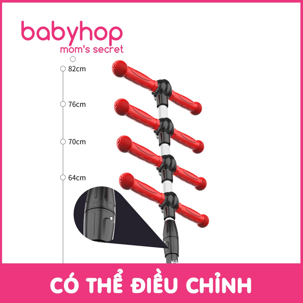 Xe scooter babyfast Babyhop kèm bản đồ truy tìm kho báu phiên bản 2021 bánh to phát sáng vĩnh cửu chịu lực 100kg BH 12TH