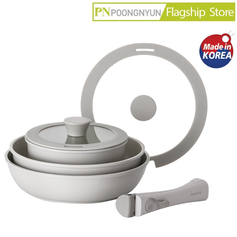 Bộ nồi Ceramic tay cầm rời hiệu PN BNCPT-SET [6 món] - Sản xuất tại Hàn Quốc - Hàng chính hãng