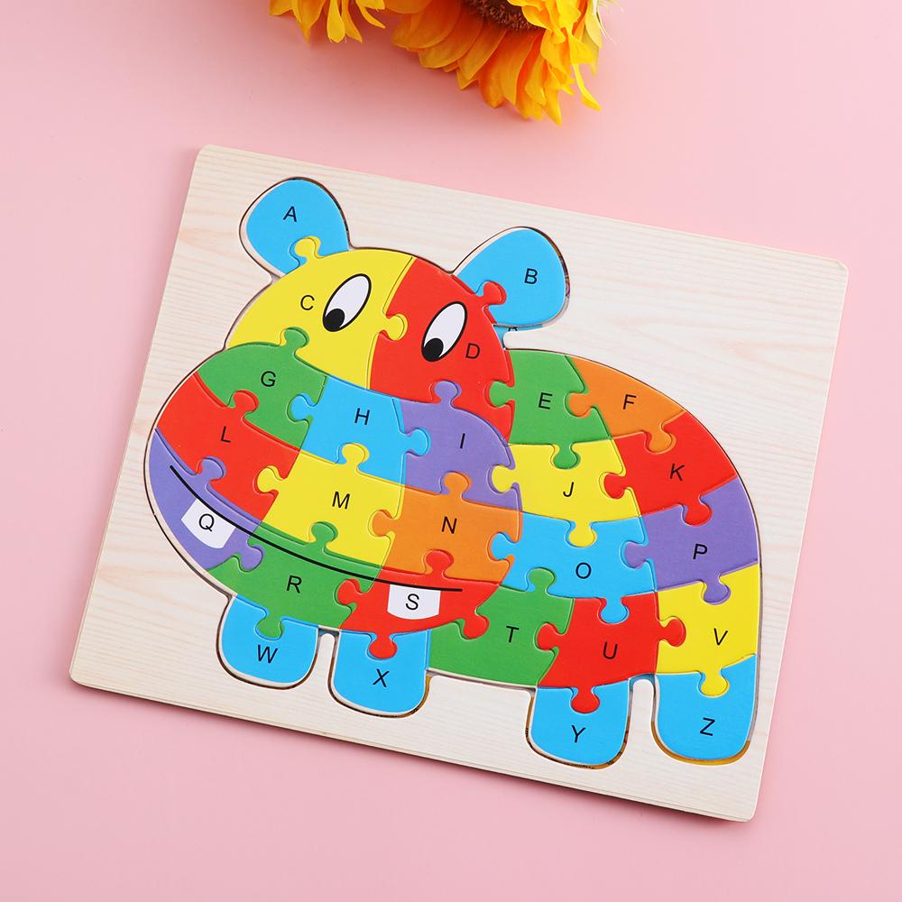 Luol bảng chữ cái bằng gỗ ghép hình khả năng phát triển trí tuệ nóng cải thiện động vật dễ thương học tập giáo dục