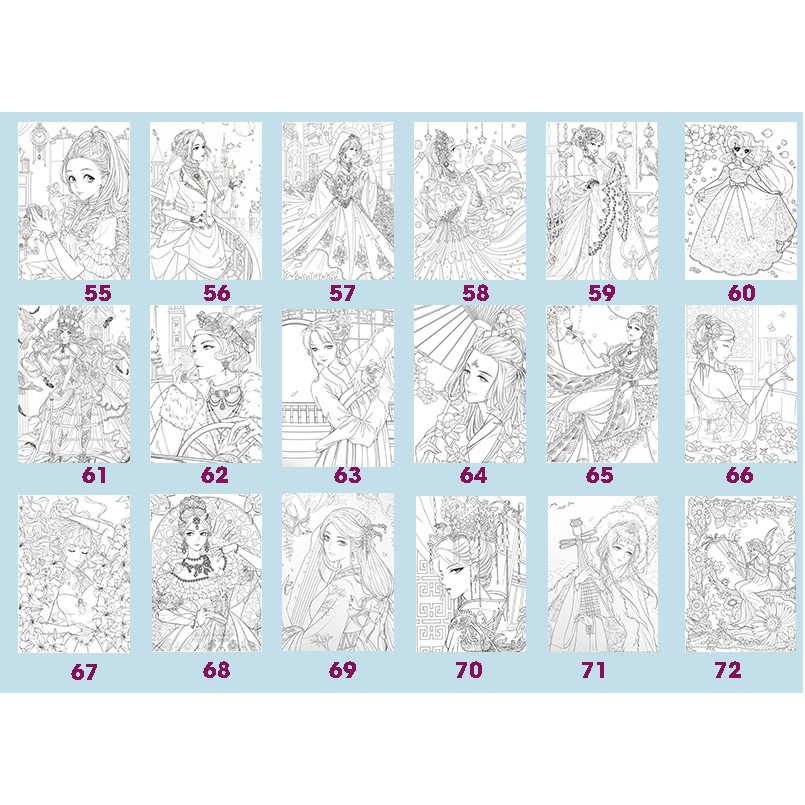 Bộ tranh tô màu Anime khổ A4 (50 - 100 tranh được chọn mẫu) - Dành cho những bạn trẻ yêu thích nghệ thuật và sáng tạo