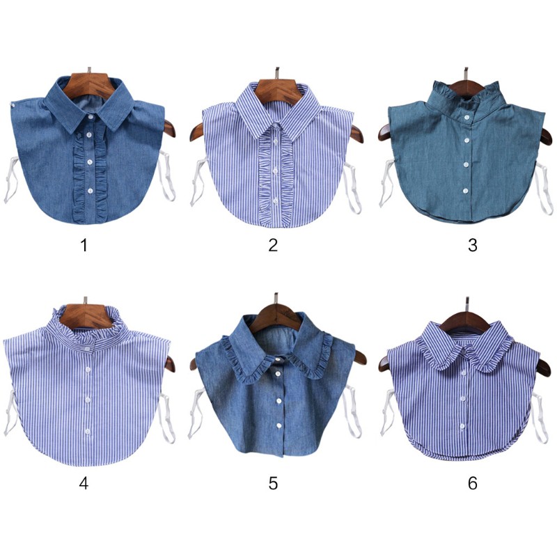 Cổ Áo Sơ Mi Giả Denim Thời Trang Nữ