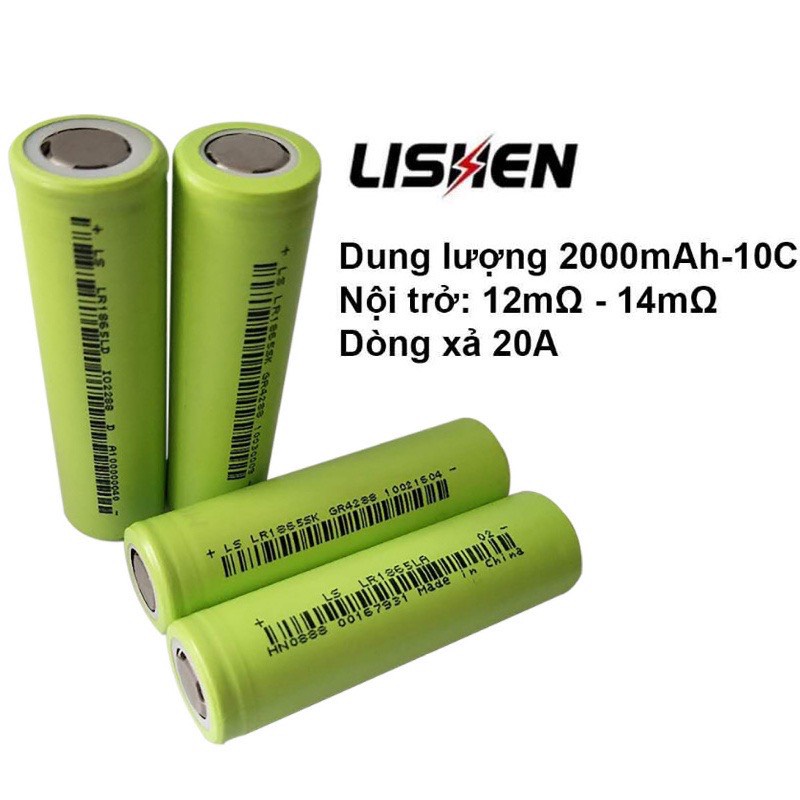 Cell Pin Lishen 18650 Dung Lượng Cao 2000mAh - Dòng Xả 20A
