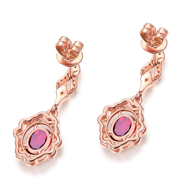 Khuyên Tai Dáng Dài Đính Đá Ruby Sang Trọng