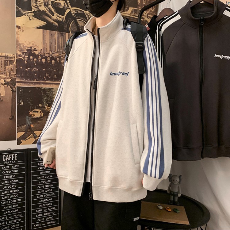 Áo Khoác Nỉ LeasTreet - Myndi Clothes - Sweater Hoodie Nam Nữ Unisex-3 Sọc Màu Xám - Chất Nỉ Gân Dày Đẹp Form Rộng