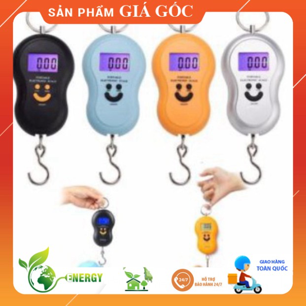 Cân điện tử cầm tay mini 40Kg MẶT CƯỜI chính hãng nhỏ gọn cân câu cá bỏ túi tiện lợi - TẶNG KÈM PIN