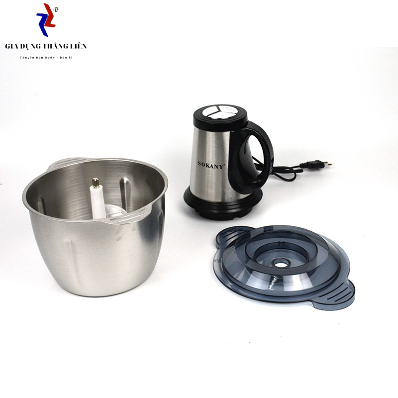 Máy xay thịt , máy xay đa năng Sokany 4 lưỡi, cối 3L Inox 304, công suất lớn 600w_Hàng chính hãng BH 12 tháng