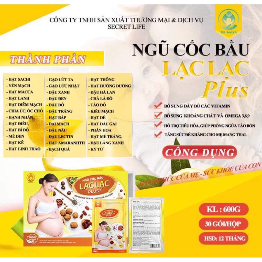 Ngũ cốc bầu lạc lạc Plus Dr.Maya chính hãng- Ngũ cốc bà bầu lạc lạc (30 gói/hộp)