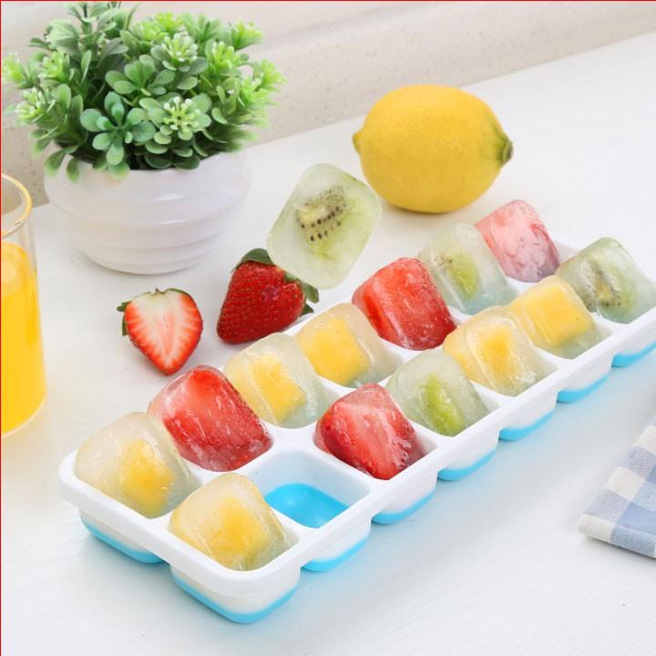 Khay Đá Silicon Có Nắp Đậy 14 Viên An Toàn, Tiện Dụng