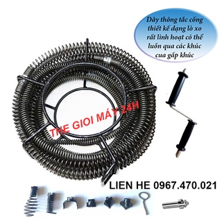 dây thông tắc cống, dây thông nghẹt cống dùng tay quay
