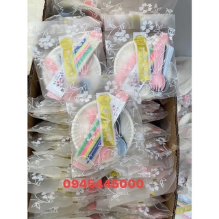 set dao thìa dĩa đĩa tròn nến dài