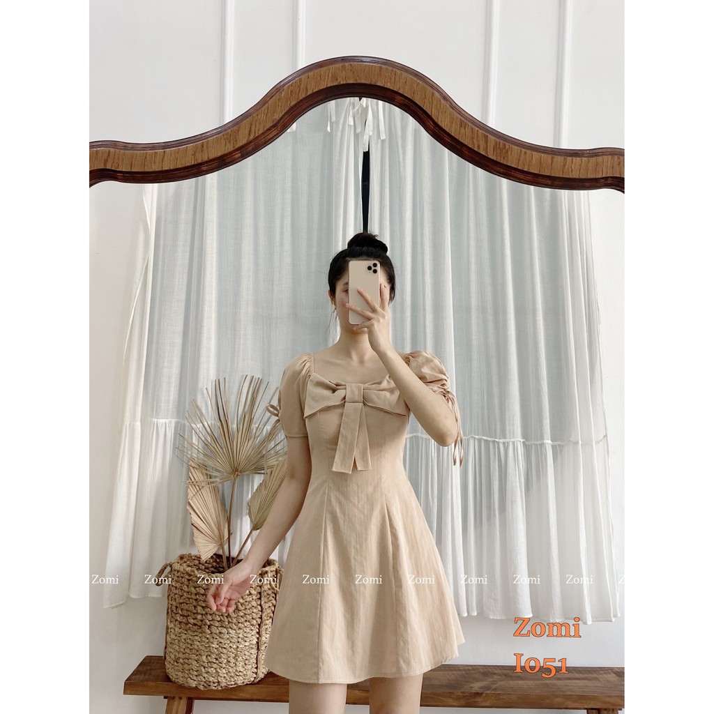 Đầm chữ A phong cách Hàn Quốc nơ trước thiết kế cao cấp ZOMI I051 | BigBuy360 - bigbuy360.vn