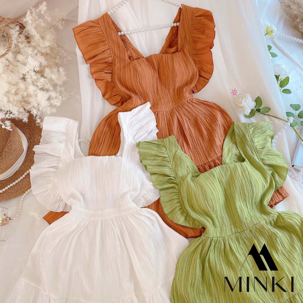 ĐẦM TIỂU THƯ CÁNH TIÊN CỘT LƯNG - CHẤT LIỆU CAO CẤP - MÀU XANH / CAM / TRẮNG | BigBuy360 - bigbuy360.vn