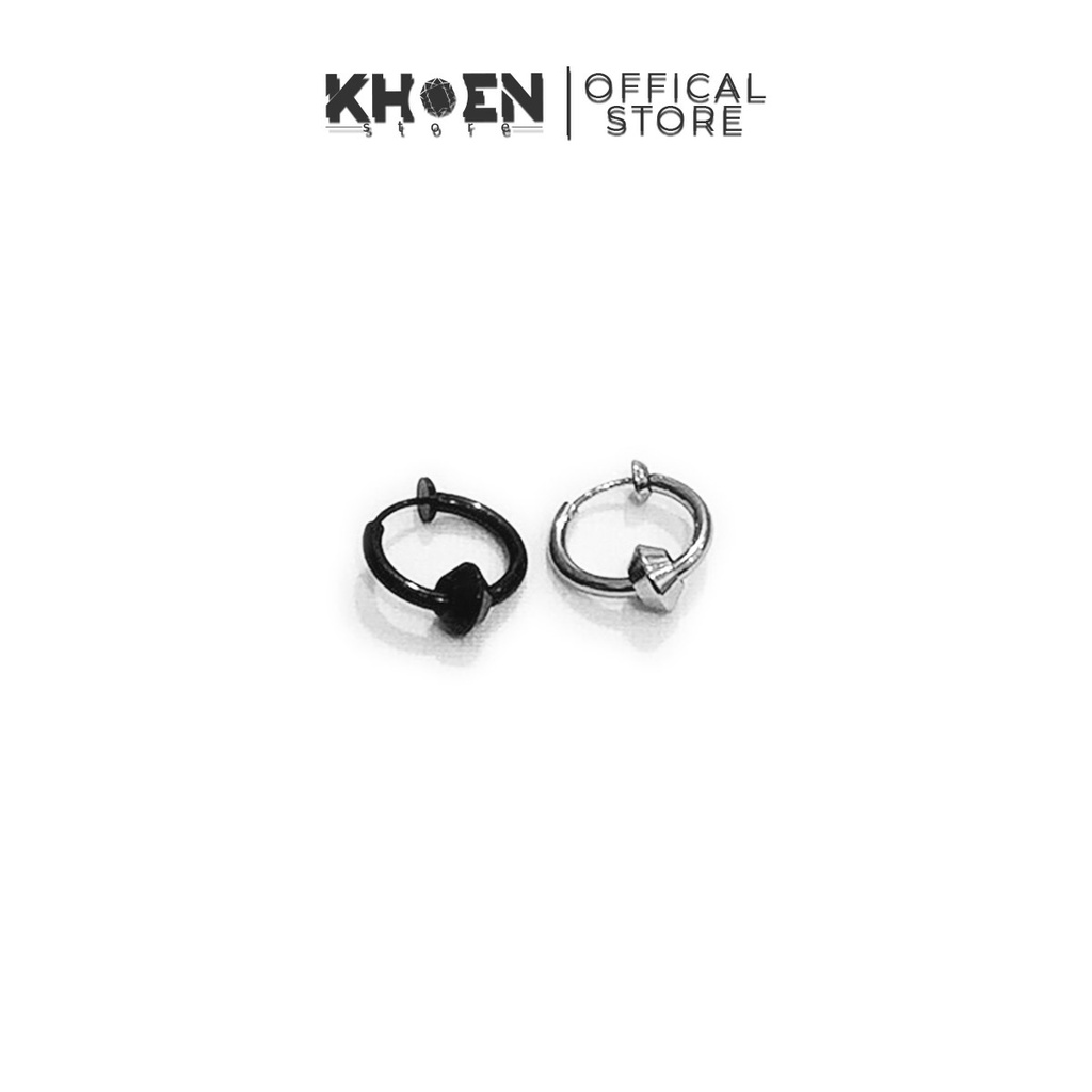 (1 Chiếc) Khuyên tai tròn dạng kẹp hạt đen và bạc không cần xỏ thép không gỉ Khoen Store