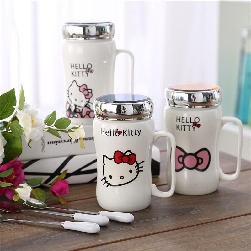 Ly giữ nhiệt bằng sứ có nắp đậy- Ca nước giữ nhiệt Cao Cấp