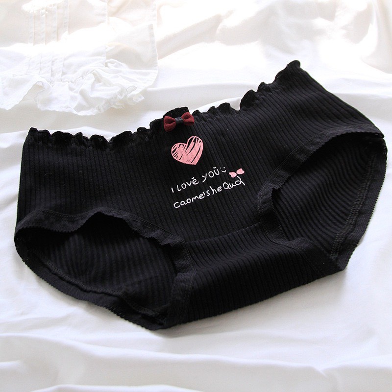 Set 5 Quần Lót Nữ Cotton Kháng Khuẩn Cao Cấp - Quần Chip Màu Đen Dễ Thương S80