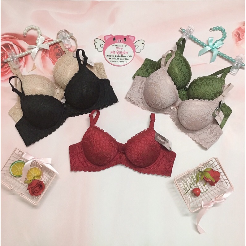 Áo lót ren Thái siêu độn 5cm không gọng quả tròn nâng ngực tự nhiên- lót lưới chân ngực giữ form siêu đỉnh