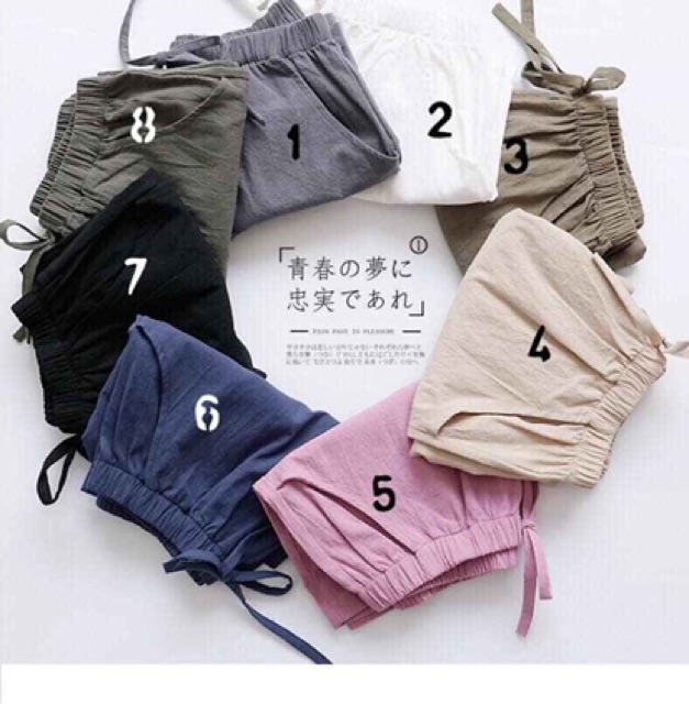 Quần sooc nữ,quần đùi nữ cạp chun chất đũi nhiều màu mặc ở nhà thoáng mát