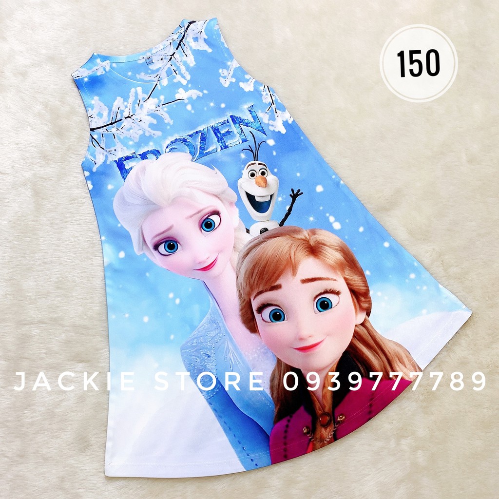 Váy đầm elsa  ana sát tay màu xanh