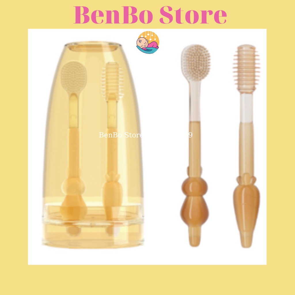 Sét Rơ Lưỡi + Bàn Chải Silicon Cho Bé 0-18 THÁNG