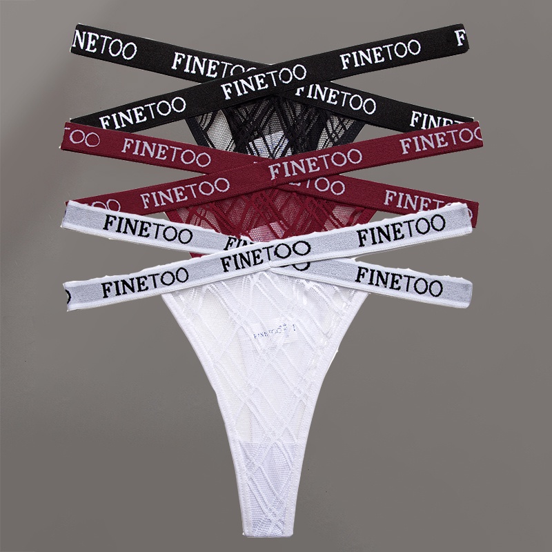 Cute Byte Bộ 3 Quần Lót Lọt Khe Phối Ren Lưới In Chữ Dễ Thương Quyến Rũ Cho Nữ