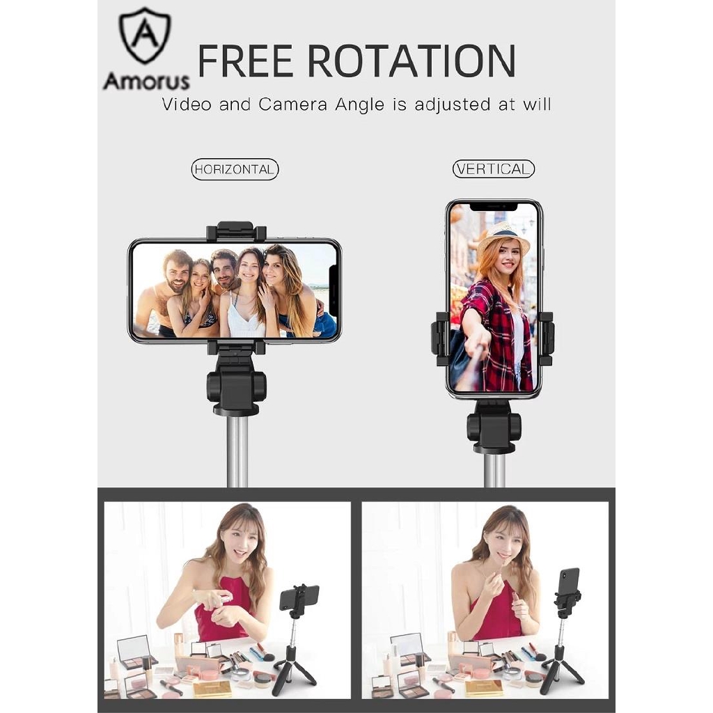 Gậy Selfie Amorus L01S hỗ trợ kết nối Bluetooth kèm remote điều khiển | BigBuy360 - bigbuy360.vn