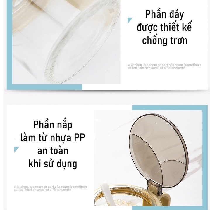 Hũ đựng gia vị, bộ lọ đựng gia vị có nắp đậy kèm khay tiện dụng