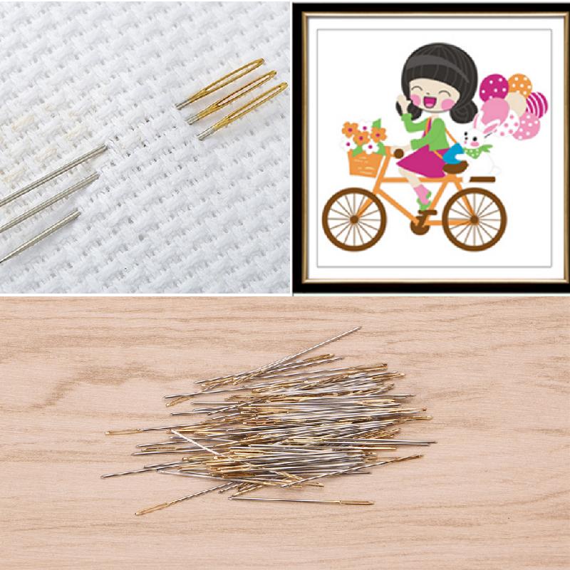 Cc 100 Chiếc Kim Đuôi Vàng 24# Dụng Cụ Thêu Tranh Chữ Thập Chất Lượng Cao