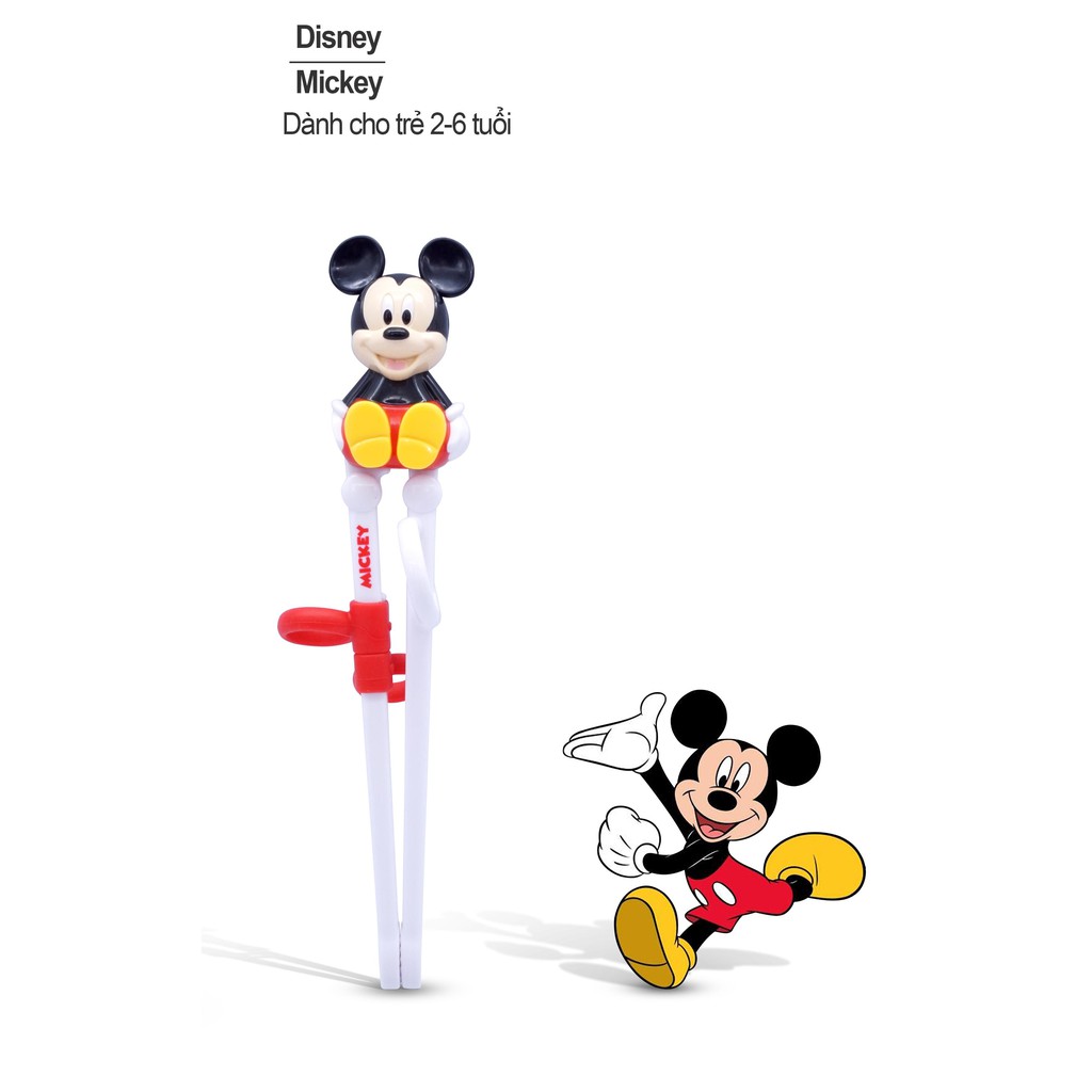 Set muỗng nĩa đũa tập ăn 3D Mickey, Minnie và hộp đựng thương hiệu Disney