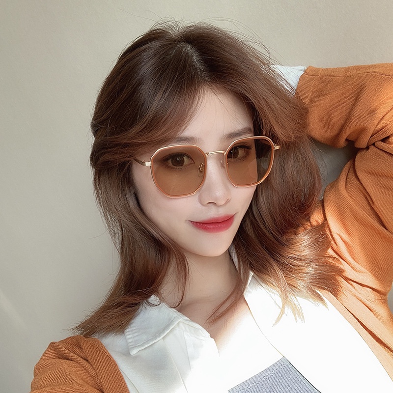 Kính mát nữ gọng đa giác đẹp sang trọng chống tia UV phong cách Hàn Quốc đi biển HANASO 016