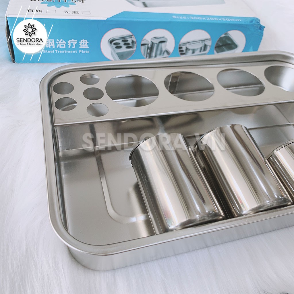 Bộ khay và hũ inox đa năng đựng dụng cụ y tế, spa