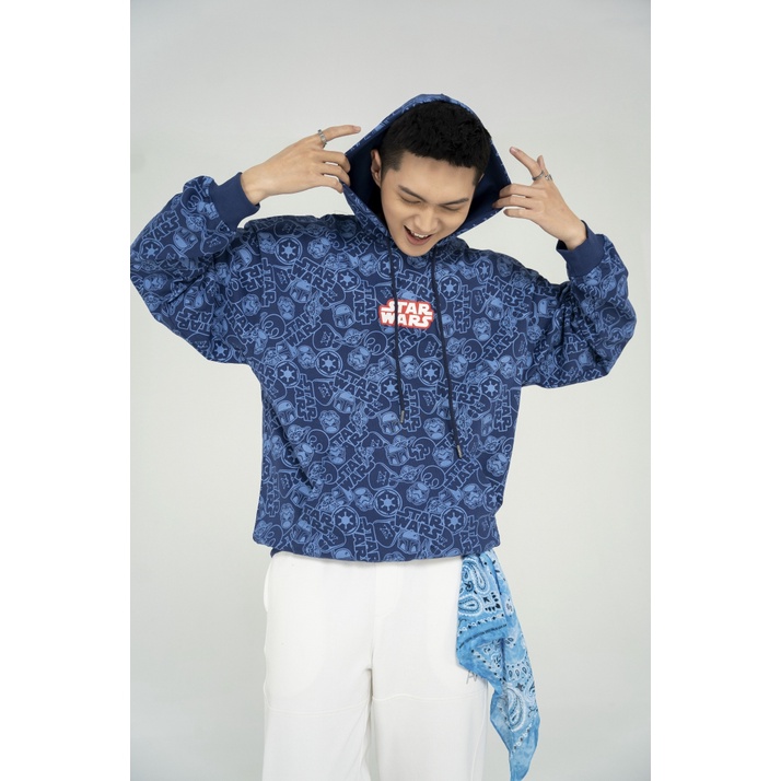 Áo Hoodie Nỉ Mũ Unisex BOO Dáng Oversized In Tràn Pattern StarWars BZL