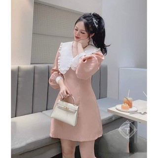 Đầm babydoll phối cổ bèo